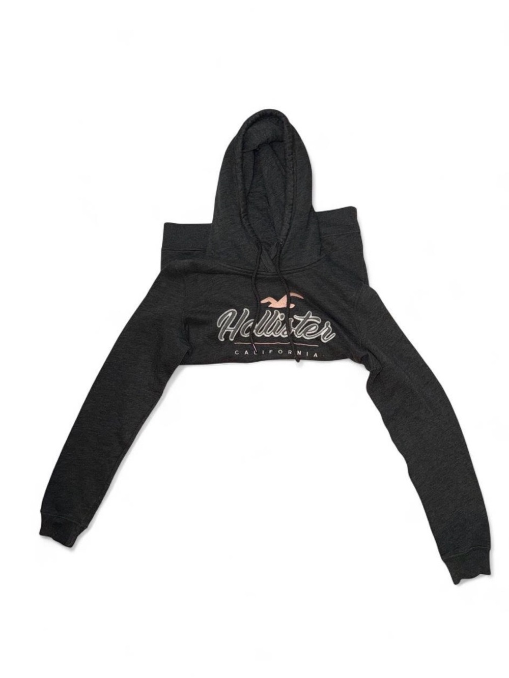 Vintage Hollister Dark Charcoal  Hoodie with Pink Logo S